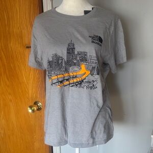 The North Face Gray T-Shirt with Boston Skyline and Orange Detail